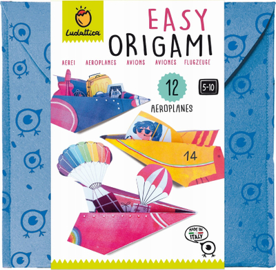 Set origami për kalamaj Ludattica Easy Origami Airplanes, 12 aeroplanë, 5-10 vjeç, shumëngjyrësh