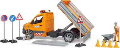 Veture lodër Bruder MB Sprinter Municipal, moduli dritë dhe zë, me figurë dhe aksesorë, portokalli