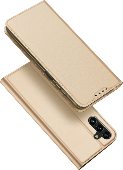 Kapak flip Dux Ducis Skin Pro për Samsung Galaxy A14 5G, lëkurë ekologjike, me xhep karte, ngjyrë gold