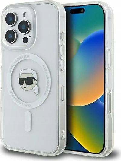Kllëf telefoni Karl Lagerfeld IML Karl Head, MagSafe, për iPhone 16 Pro Max, transparent