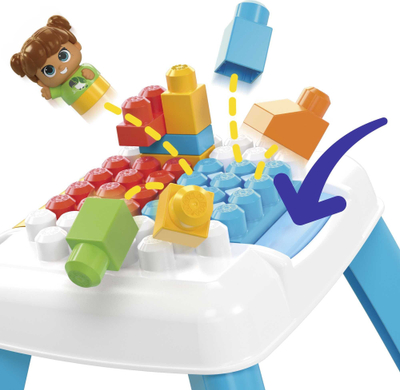 Tavolinë aktiviteti MEGA BLOKS Fisher-Price Build N Tumble, 25 pjesë, me figurë, shumëngjyrëshe