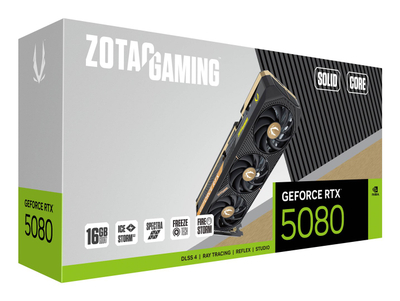 Kartë grafike Zotac NVIDIA GeForce RTX 5080 Solid Core, 16GB GDDR7, RGB, e zezë