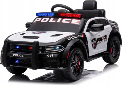 Makinë lodër me motor LEAN Toys Dodge Charger Police 022237, me bateri, bardh e zi