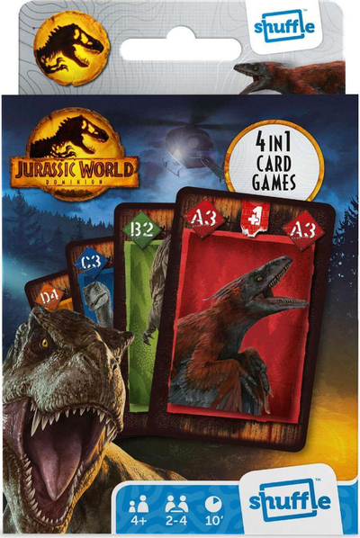 Карти за игра Cartamundi Jurassic World 4in1, сет 4 игри, за деца
