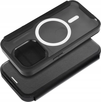 Këllëf telefoni Smart Mag MagSafe për iPhone 15 Pro Max, portofol me xhep për karta, i zi