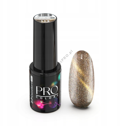 Llak xhel për thonj Excellent Pro Pro Colors Cat Eye 113 Jingle Glow, HEMA Free, 7 g, ngjyrë ari me shkëlqim