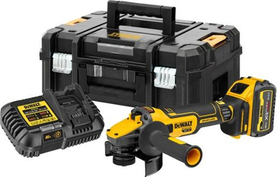 Mulli këndor pa kabllo Dewalt DCG409T1, XR FlexVolt 18V/54V, bateri 6.0Ah, i verdhë