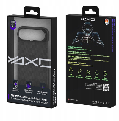 Mbështjellës YAXO Aramid Fiber shumë i hollë për iPhone Air, MagSafe, i zi