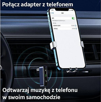 Marrës audio Bluetooth për makinë USAMS 3.5DC, AUX 3.5 mm, USB C, blu i errët