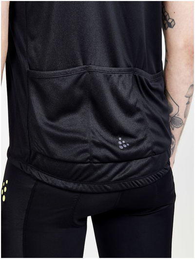 Fanellë biçiklete Craft Endurance Core Logo Jersey, material elastik i riciklum, me xhepa mbrapa, e zezë