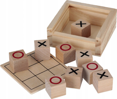 Loja tavolinë Tic Tac Toe prej druri, 8x3x8 cm, për fëmijë