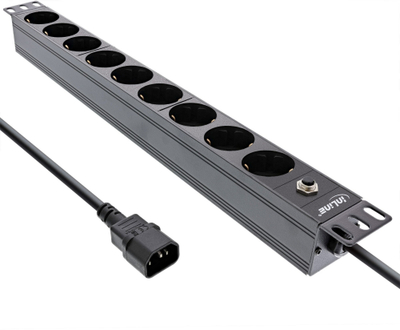 Shirit rryme rack InLine, 9 porta, 2500W, 1U, 19", i zi