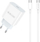 Karikues muri JELLICO AK180 PD, 20W, 1x USB C me kabllo USB C, i bardhë