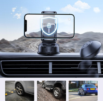 Mbajtëse telefoni për makinë Joyroom JR-ZS259, për pult dhe xham, rrotullim 360°, e zezë