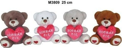 Arush pelushi Sunday Bikes Teddy Bear With Heart, 25 cm, ngjyra të përziera