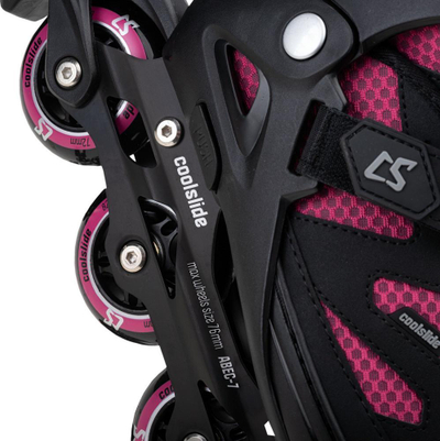 Patina inline Coolslide Shoq, për kalamaj, të rregullueshme 35-38, rozë e zezë