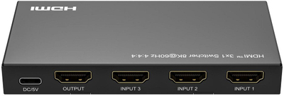 Ndarës HDMI Microconnect 3x1, 8K 60Hz, HDCP, i zi