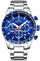 Orë dore burrash Giewont GW9140-B3, kronograf, xham safir 43mm, blu argjendtë