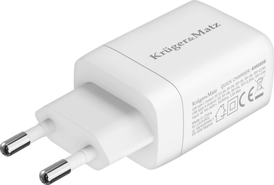 Полнач за ѕид Kruger&amp;Matz 45W GaN, USB A, USB C, бел