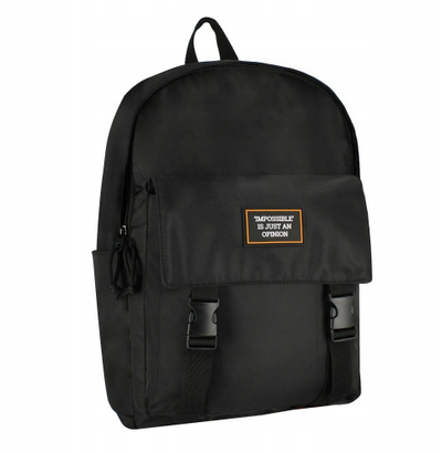 Çantë shpine STARPAK Youth Backpack Just Black 532338, xhep i përparmë, xhepa anësorë, e zezë