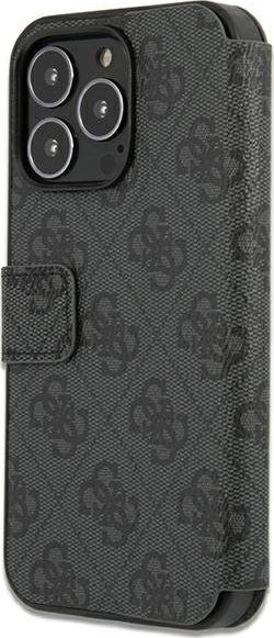 Këllëf libri GUESS 4G Metal Logo për iPhone 13 Pro, gri