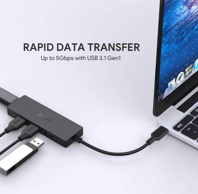 Hub USB Aukey CB-C64, USB-C, 4x USB 3.1, i zi