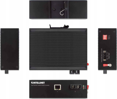 Konvertues rrjeti Intellinet Fast Ethernet Industrial, 100Base-TX në 100Base-FX, single-mode, i zi