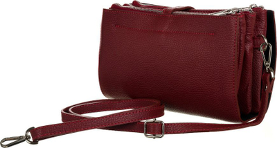 Çantë clutch Rovicky, lëkurë natyrale, me rrip shpatulle, e kuqe e errët