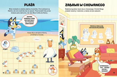 Libër me aktivitete Bluey Here Is Bluey Games And Tasks With Stickers, me ngjitëse, për kalamaj