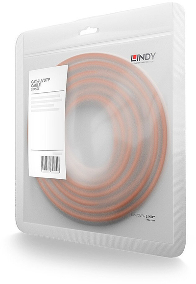 Kabllo rrjeti Lindy Cat6 U UTP 48112, 10m, RJ45, portokalli