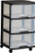 Kомуда пластична Curver Half Column 50380, 39 cm, со фиоки, црна