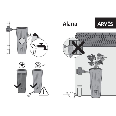 Fuçi uji për kopsht ALANA Rainwater Barrel, 160L, plastike, antracit
