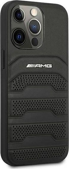 Kapak telefoni AMG Debossed Lines për iPhone 13 Pro Max, 6.7\", lëkurë, i zi