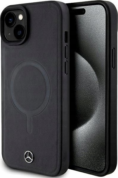 Mbulesë telefoni Mercedes MEHMP15M23RCMK për iPhone 15 Plus 6.7", lëkurë ekologjike, MagSafe, e zezë