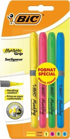 Marker nënvizues BIC Special Format, set 4 copë, shumëngjyrësh