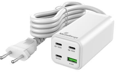 Karikues USB MediaRange MRMA124, 100W, GaN, i bardhë