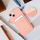 Futera me xhep karte Card Case për iPhone 16 Plus, silikon, rozë
