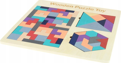 Lojë druri Montessori, Wooden Puzzle Toy, puzzle Tetris, shumëngjyrëshe, natyrale