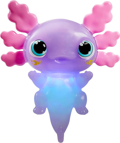 Lodër me ujë Animagic Lets Glo Axolotl, vetë-ndriçuese, me rruza që shkëlqejnë, rozë