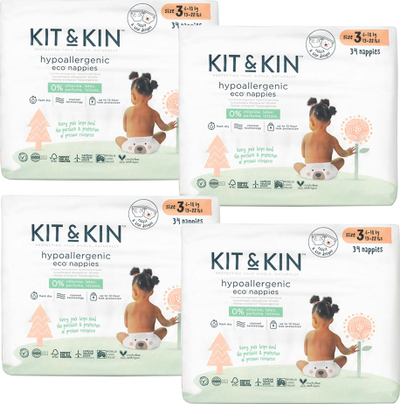 Pelenat ekologjike Kit &amp; Kin, masa 3, hypoallergjike, 6-10 kg, të bardha