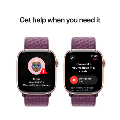 Apple Watch Series 10 GPS, 42mm, Rose Gold Aluminum Case with Plum Sport Loop
