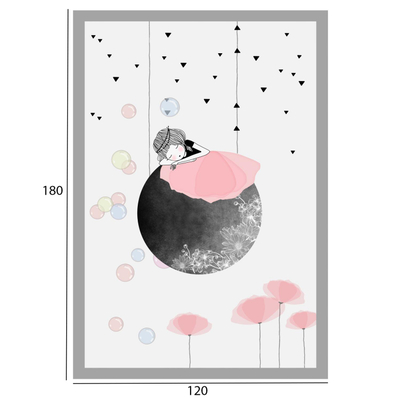 Tepih për fëmijë 120×180 me thekë HM7679.01, bardhë/ gri/ rozë