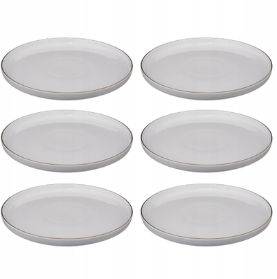 Set pjata darke Secret De Gourmet, porcelan, 27 cm, të bardha me bordurë ari, set 6 copë