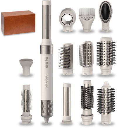 Tharëse dhe stiluese flokësh Cecotec CeramicCare 12in1 AirGlam, 1400W, shampanjë
