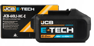 Bateri litium-ion JCB 18V, 6.0Ah me tregues LED