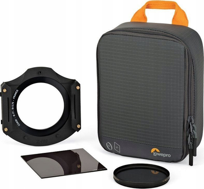 Këllëf për filtra fotografikë Lowepro GearUp Filter Pouch 100, i vogël, me xhepa mrena, gri e errët