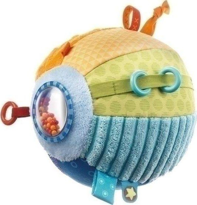 Top lodër zhvillues HABA Discovery Ball All Colors, me zile dhe pasqyrë, prej materiali të butë, shumëngjyrësh