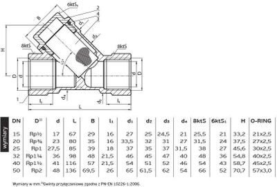 Filtër për gaz Perfexim DN20 PHA-260 3/4 "MOP5 T2 DN20 6/72 (10-260-0200-000), i bronztë