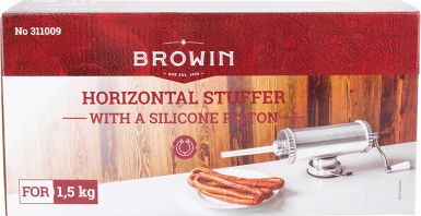 Mbushës horizontal për sallam Browin 311009, me dorë, 1.5 kg, çelik inox 18/8, ngjyrë argjendi