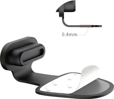 Kapak mbrojtës USB C Aptel, shirit ngjitës 4 mm, i zi